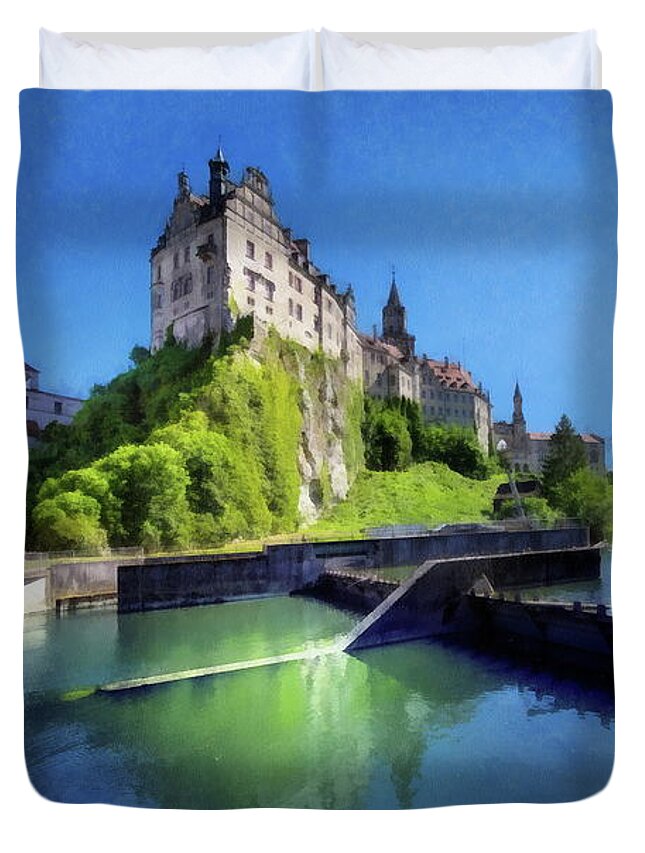 Sigmaringen Castle Duvet Cover featuring the digital art Castle Sigmaringen, Germany by Jerzy Czyz
