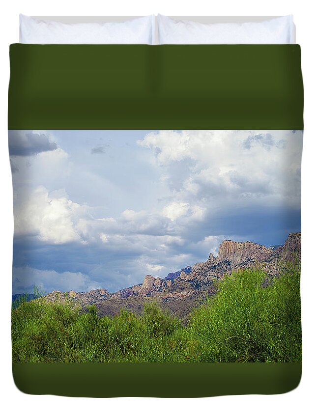 Arizona Duvet Cover featuring the photograph Catalina Monsoon 25108 by Mark Myhaver