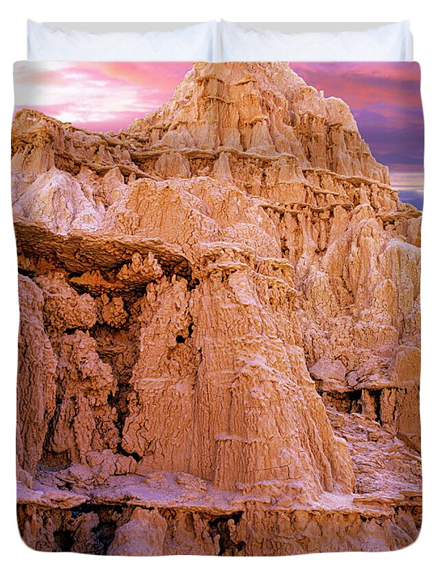 Usa Duvet Cover featuring the photograph Cathedral Gorge at Sunset by Randy Bradley