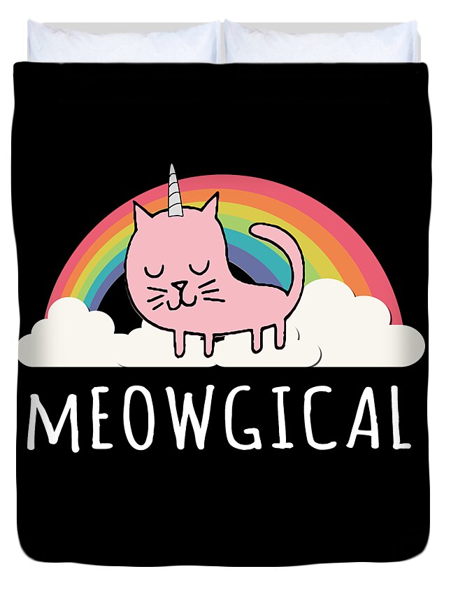 Funny Duvet Cover featuring the digital art Cats Are Meowgical by Flippin Sweet Gear