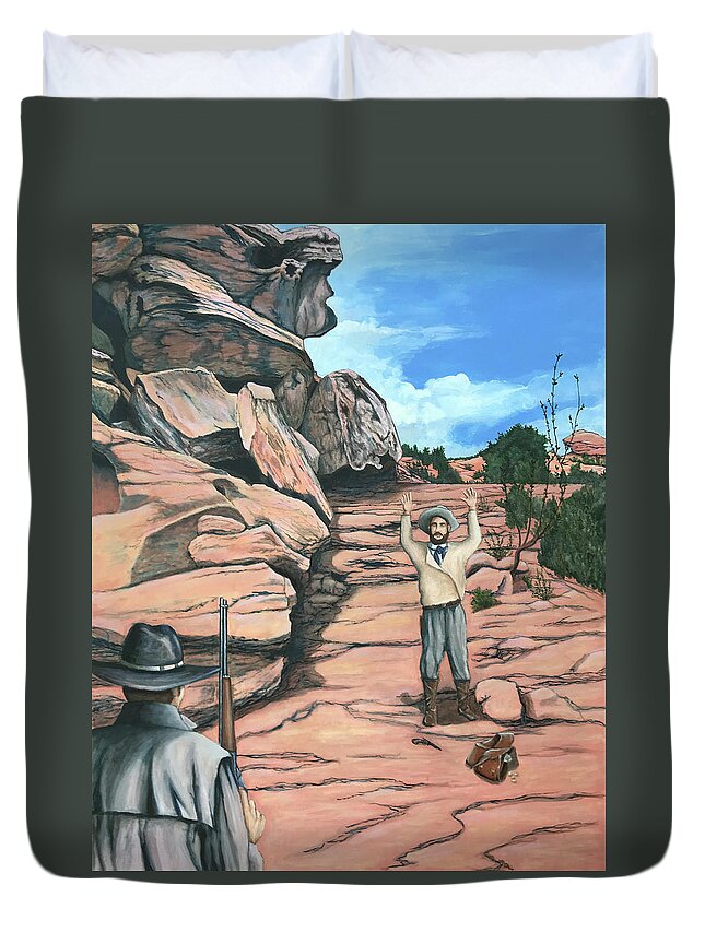 Landscape Duvet Cover featuring the painting Caught by Mr Dill