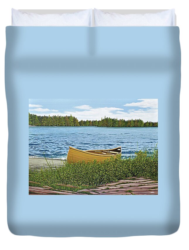 Landscapes Duvet Cover featuring the painting Cedar Canoe by Kenneth M Kirsch
