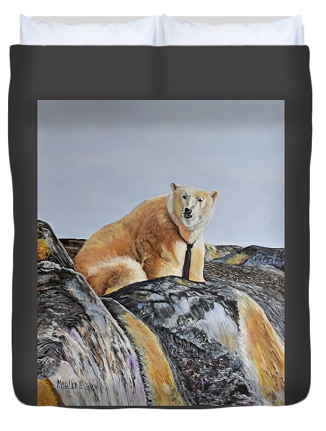 Polar Bear Duvet Cover featuring the painting Celebrate Good Times by Marilyn McNish