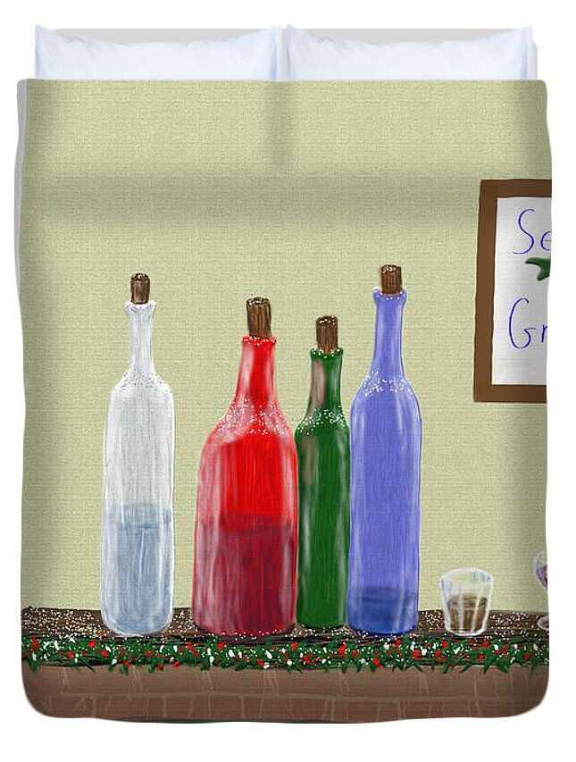 Bottles Coloredbottles Festive Duvet Cover featuring the digital art Celebrate the Season by Gary F Richards