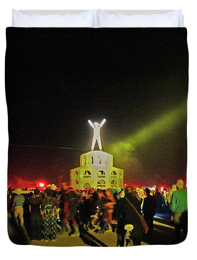 Burningman Duvet Cover featuring the photograph Celebration by Carl Moore