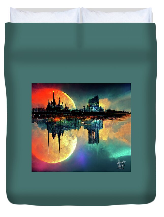 Celestial Duvet Cover featuring the digital art Celestial City 17 by DC Langer