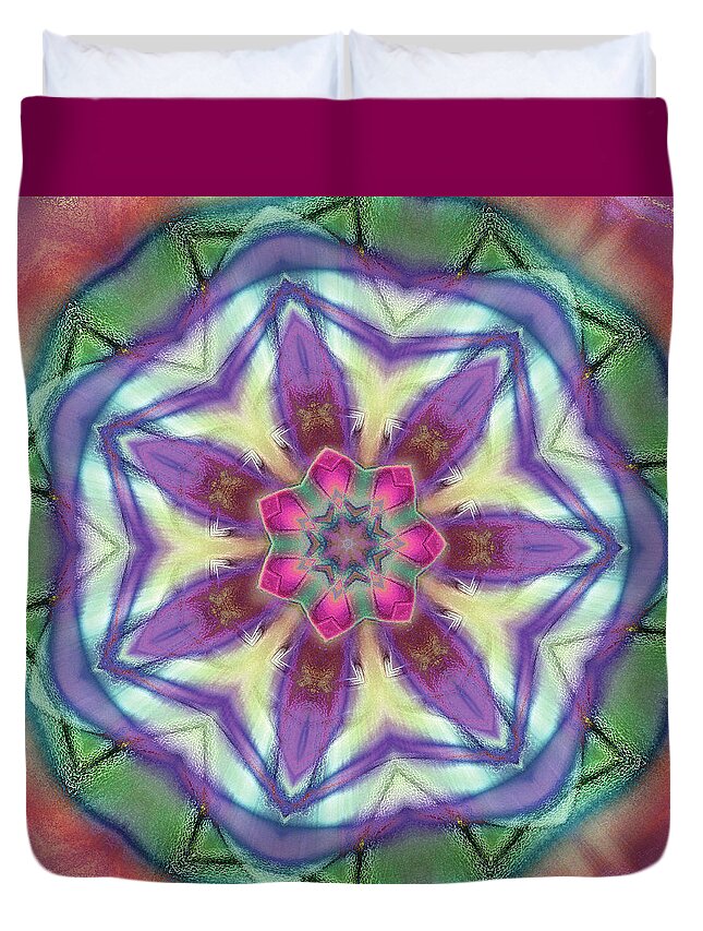 Mandala Duvet Cover featuring the digital art Center Rose Mandala by Dave Turner