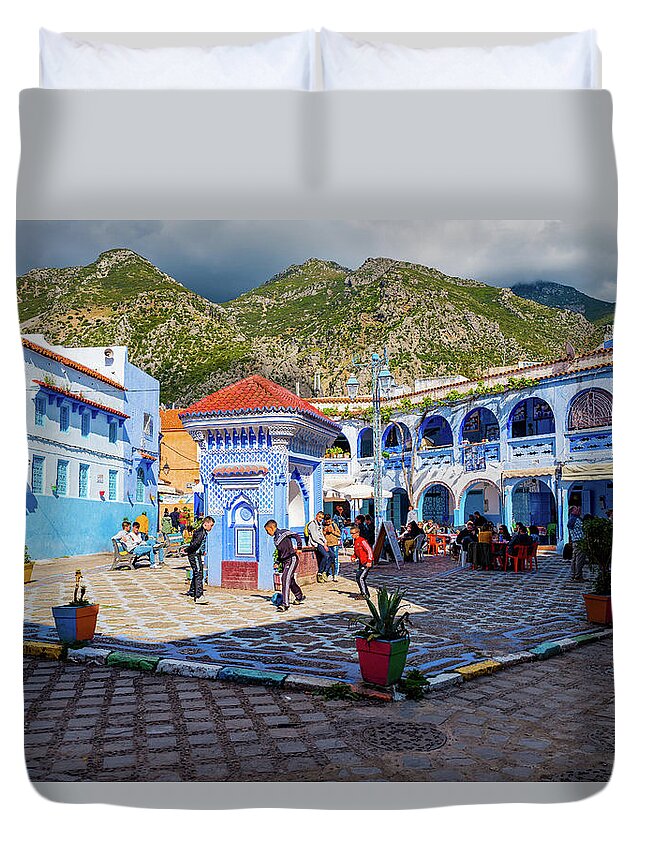Africa Duvet Cover featuring the photograph Central Park at Chefchaouen by Arj Munoz