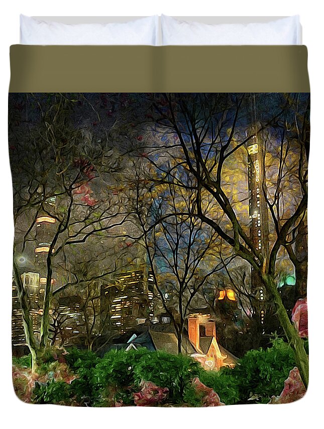 ‘tavern On The Green' Duvet Cover featuring the photograph Tavern On The Green on Reimagined CPW by Carol Whaley Addassi