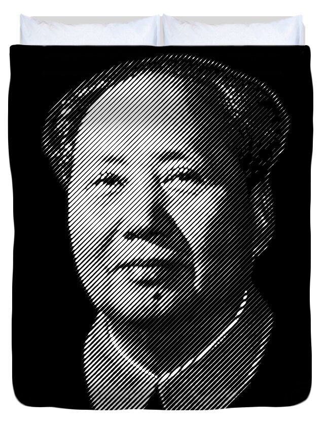 Mao Duvet Cover featuring the digital art Chairman Mao Zedong, portrait by Cu Biz