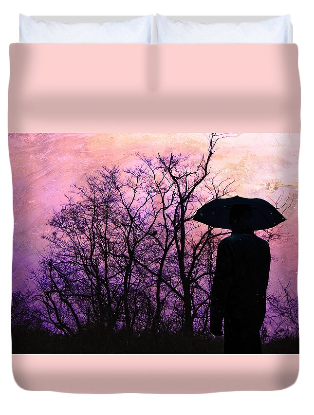 Winter Duvet Cover featuring the digital art Chance of Rain by Sandra Selle Rodriguez