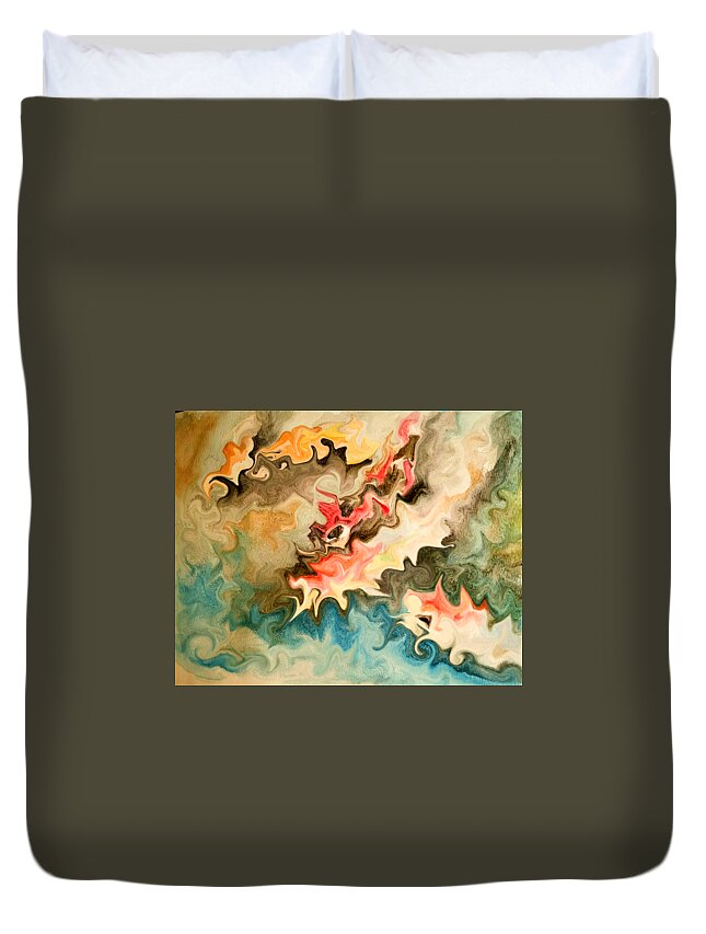 Abstract Painting Duvet Cover featuring the digital art Chaos by Stacie Siemsen