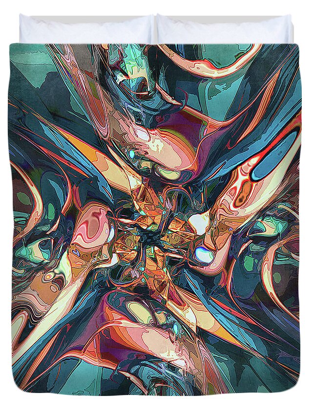 Abstract Duvet Cover featuring the digital art Chaotic Abstract by Phil Perkins