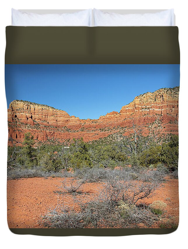 Sedona Duvet Cover featuring the photograph Chapel of the Holy Cross by Steve Templeton