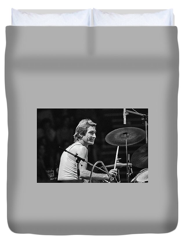 Drummer Duvet Cover featuring the photograph Charlie Watts at HOME by Imagery-at- Work