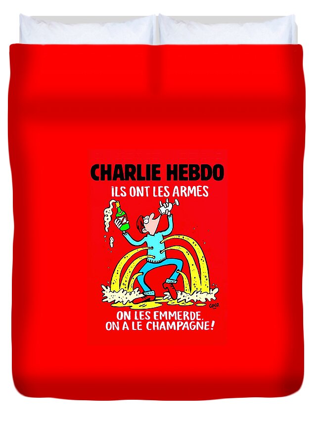 Charlie Duvet Cover featuring the digital art Charlie Hebdo by Larry Beat