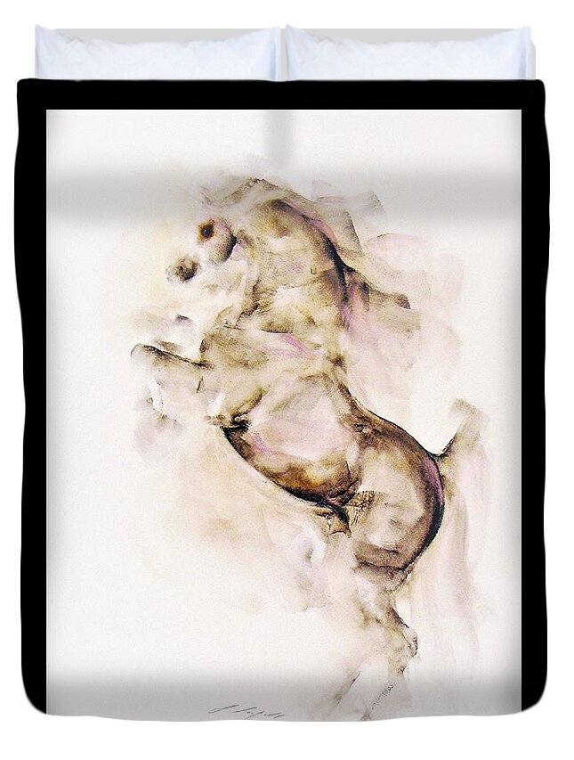 Horse Painting Duvet Cover featuring the painting Charlie by Janette Lockett