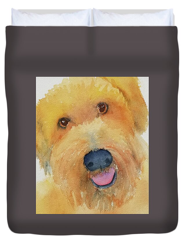 Charlie Duvet Cover featuring the painting Charlie by Judy Mercer