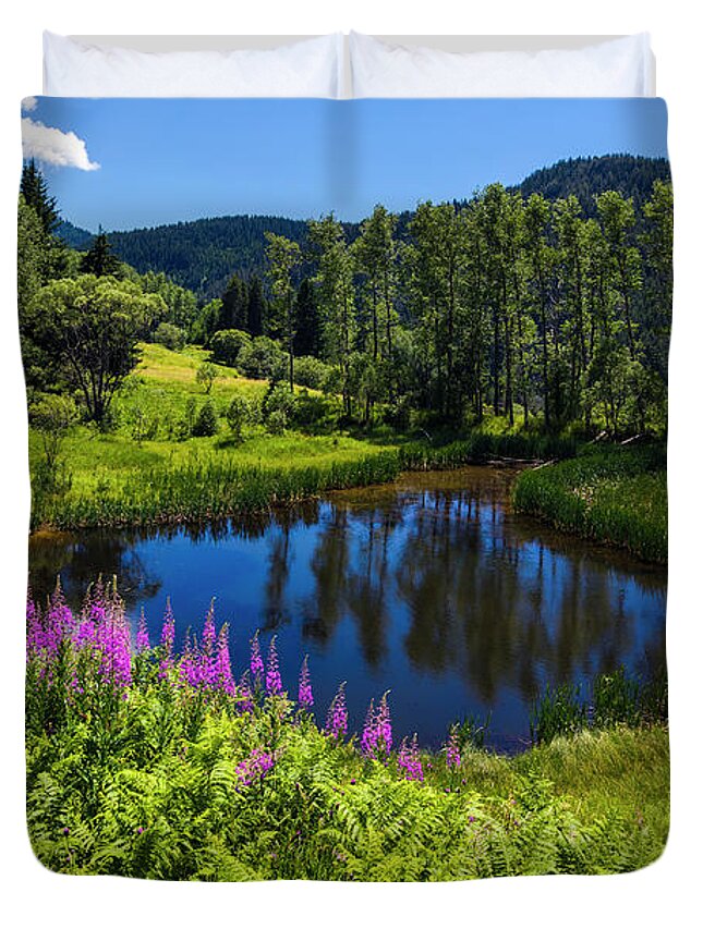 Bulgaria Duvet Cover featuring the photograph Charming Lake by Evgeni Dinev