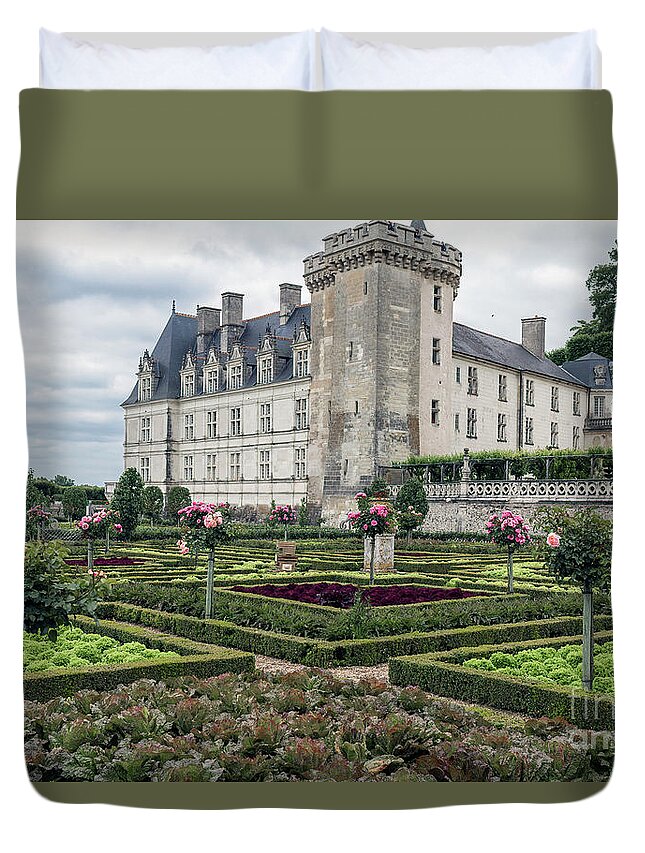 Brittany Duvet Cover featuring the photograph Chateau de Villandry, Loire Valley, France by Elaine Teague