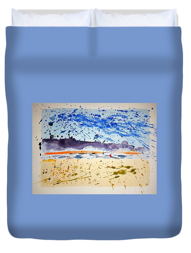 Watercolor Duvet Cover featuring the painting Chatham Harbor by John Klobucher