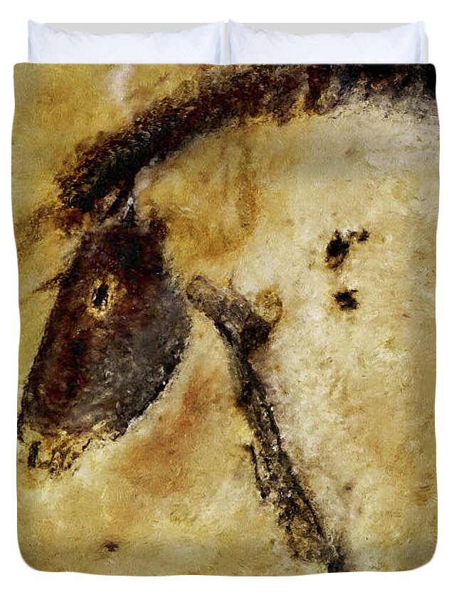 Chauvet Horse Duvet Cover featuring the digital art Chauvet Horse by Weston Westmoreland
