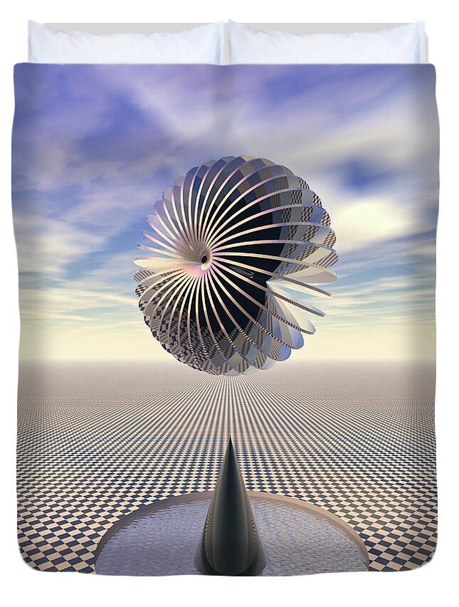 Gravity Duvet Cover featuring the digital art Checkers Landscape by Phil Perkins