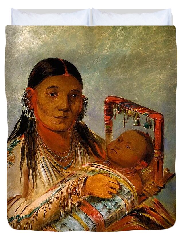 George Catlin Duvet Cover featuring the painting Chee-ah-ka-tchee Wife of Not-to-way by Peter Ogden