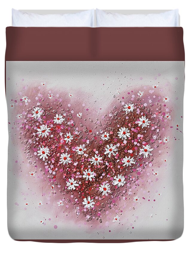 Heart Duvet Cover featuring the painting Cherished by Amanda Dagg
