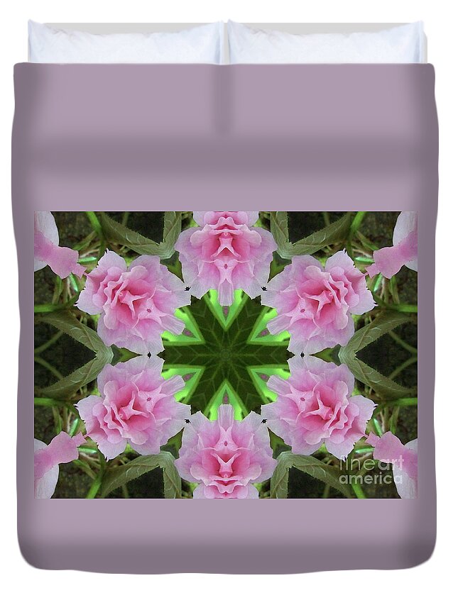 Cherry Blossom Duvet Cover featuring the digital art Cherry Blossom Kaleidoscope by Charles Robinson