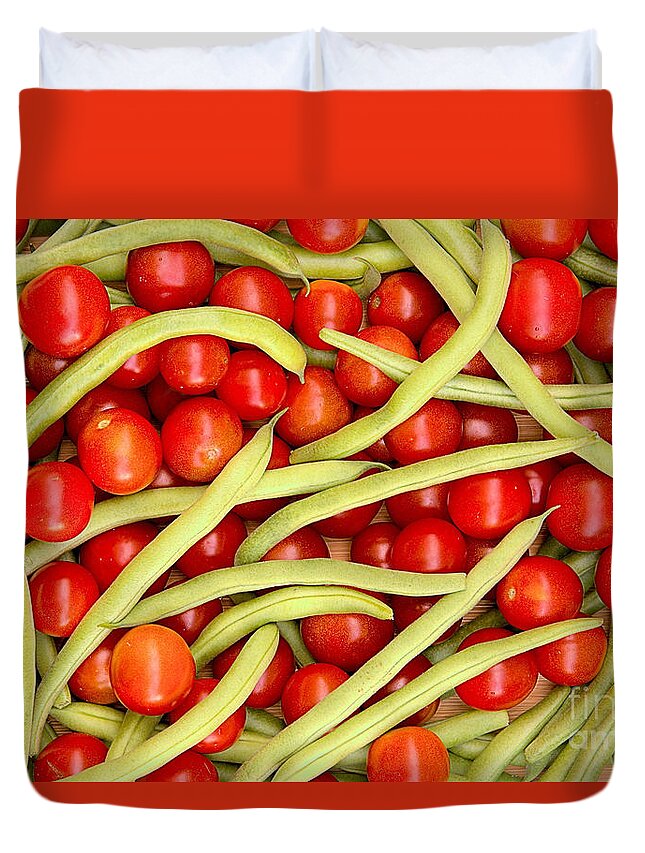 Cherry Tomato And Snap Bean Closeup Duvet Cover by Adam Jewell - Fine Art  America