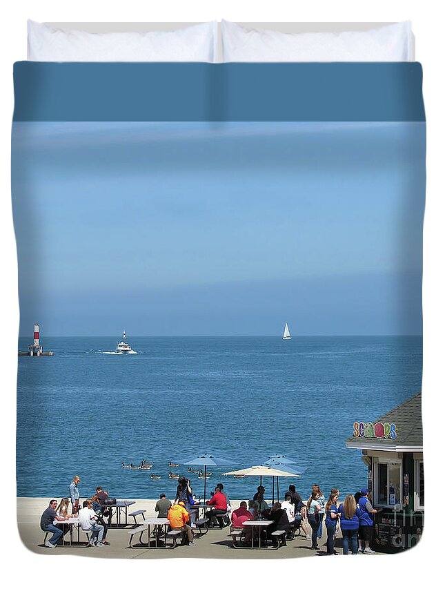 Chicago Duvet Cover featuring the photograph Chicago at Navy Pier by Roberta Byram