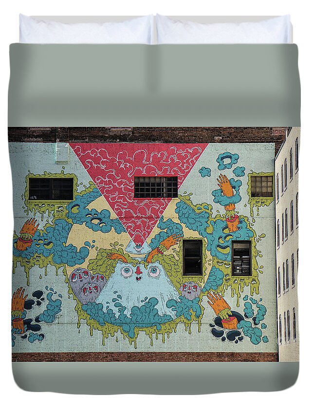 Chicago Duvet Cover featuring the photograph Chicago Mural by Veronica Batterson