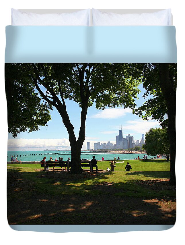 Skyline Duvet Cover featuring the photograph Chicago Skyline Lake Shore Lincoln Park by Patrick Malon
