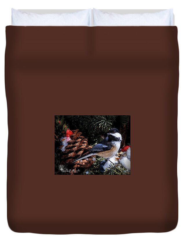 Chickadee Duvet Cover featuring the photograph Chickadee by Regina Muscarella