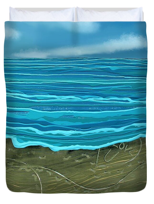 Beach View Duvet Cover featuring the painting Childs Play by Joan Stratton