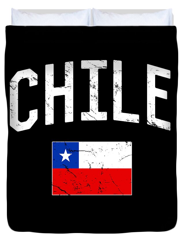 Funny Duvet Cover featuring the digital art Chile Flag by Flippin Sweet Gear