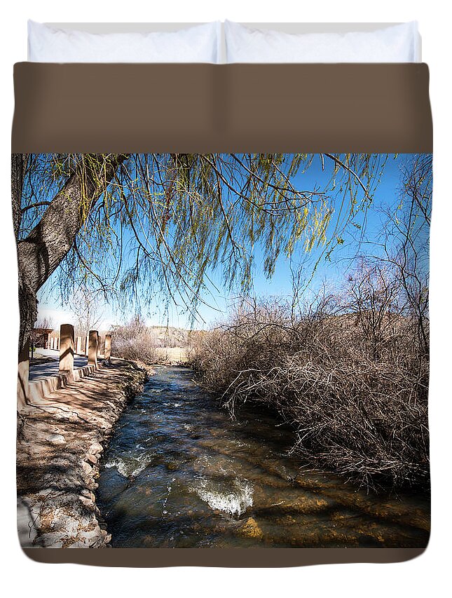 Chimayo Acequia Duvet Cover featuring the photograph Chimayo Acequia by Tom Cochran