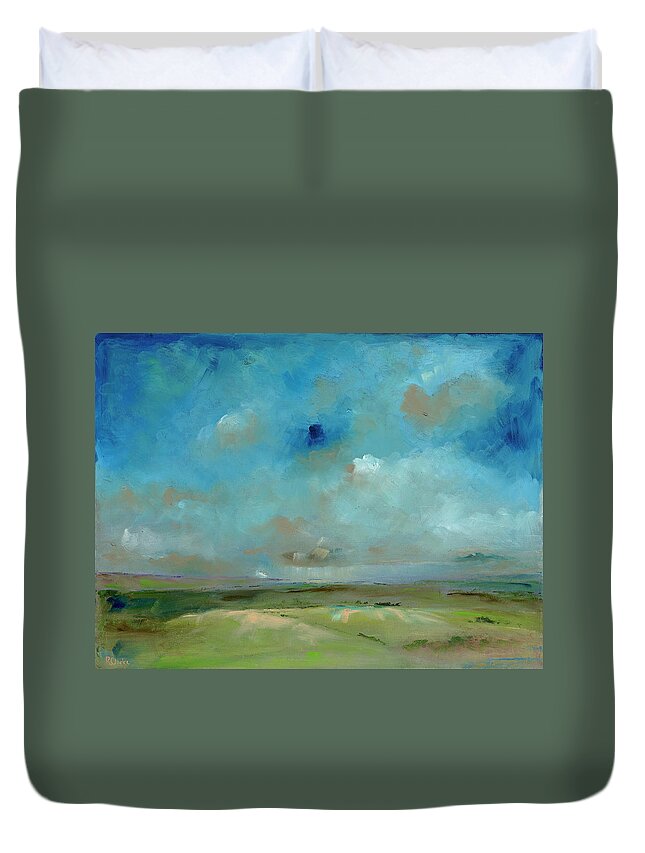 Landscape Duvet Cover featuring the painting Chimney by Roger Clarke