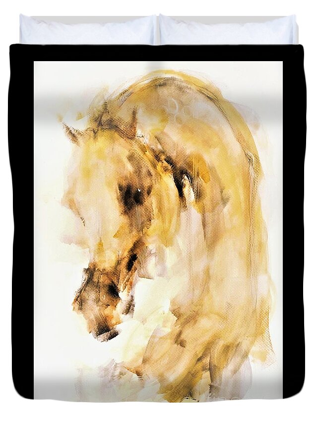 Equestrian Painting Duvet Cover featuring the painting China by Janette Lockett