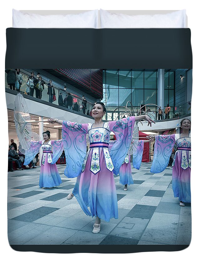 Dance Duvet Cover featuring the photograph Chinese New Year Dance by Andrew Lalchan