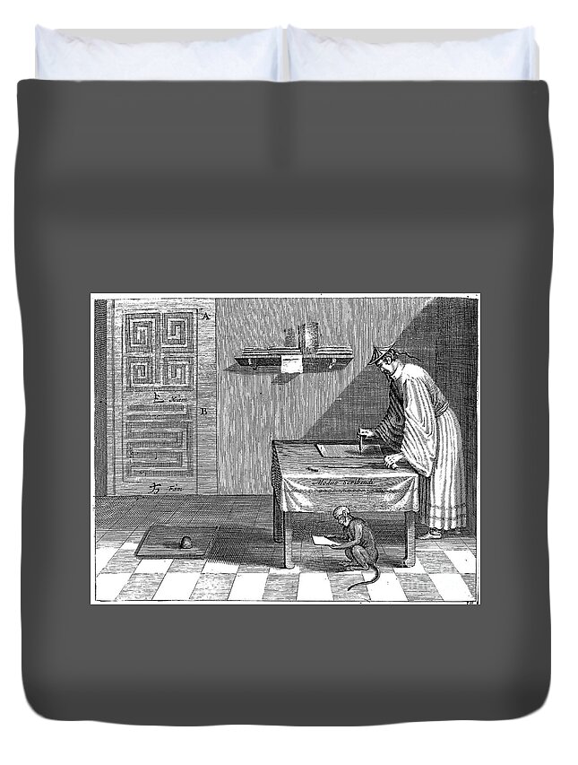 1667 Duvet Cover featuring the drawing Chinese Scribe, 1667 by Kircher