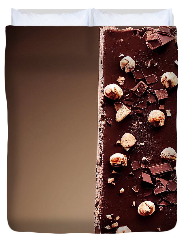 Chocolate Hazelnut Bar On End Duvet Cover featuring the digital art Chocolate Hazelnut Bar On End by Craig Boehman