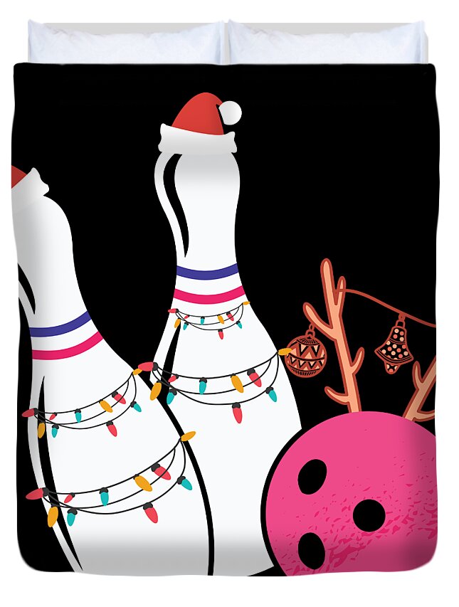 Christmas Ball Antlers Bowling Pins Santa Hat Gift Duvet Cover by  Haselshirt - Pixels