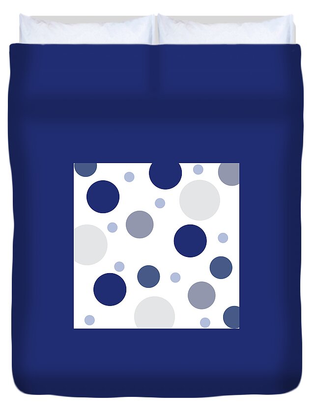 Christmas Duvet Cover featuring the digital art Christmas Blues Polka Dots by Amelia Pearn