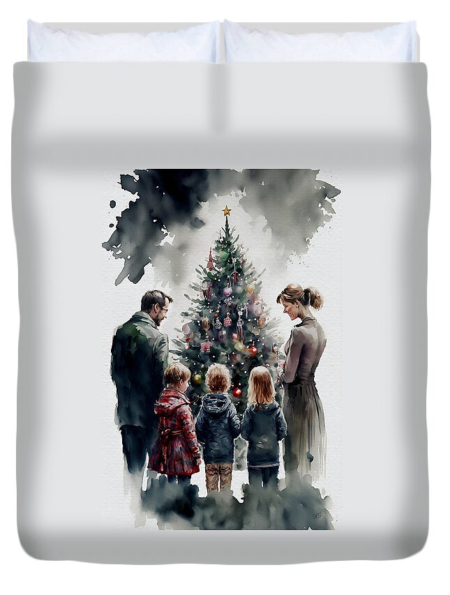 Family Duvet Cover featuring the digital art Christmas Eve by Kai Saarto