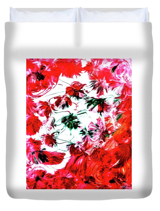 Christmas Duvet Cover featuring the painting Christmas Floral by Anna Adams
