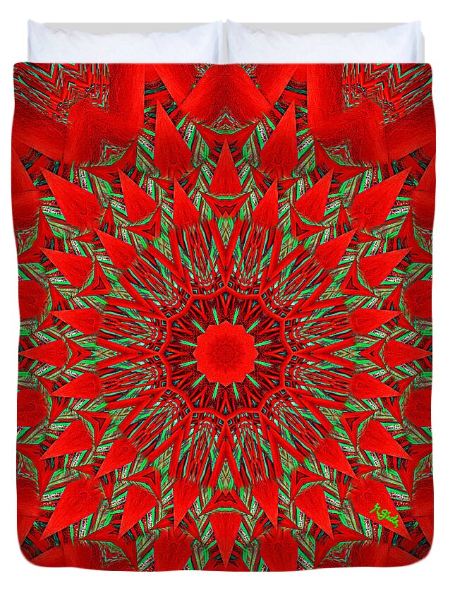 Mandala Duvet Cover featuring the digital art Christmas mandala by Giada Rossi