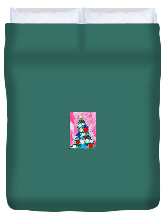 Christmas Duvet Cover featuring the drawing Christmas Tree by Quwatha Valentine