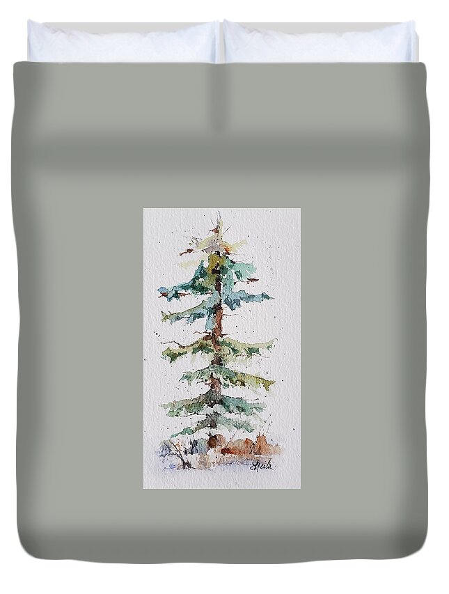 Watercolor Duvet Cover featuring the painting Christmas Tree by Sheila Romard